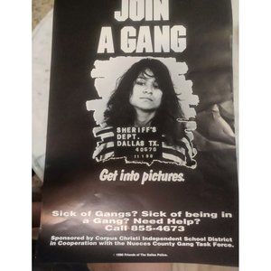 Poster Vintage Anti-Gang 1990 Friends of the Dallas Police
